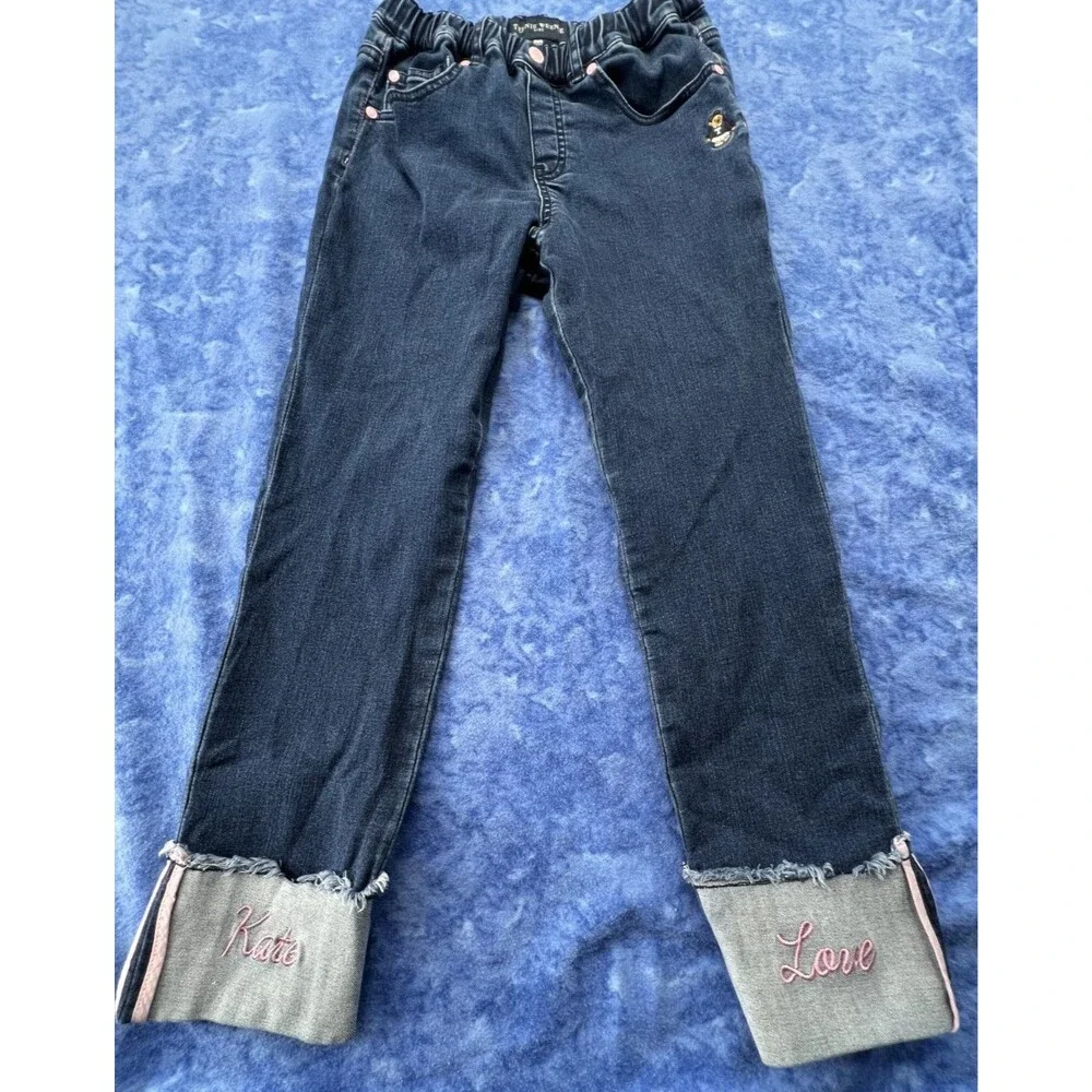 Teenie Weenie Kids Pull-On Jeans Size 150/61 (10) With Bear & Kate/Love On Cuffs